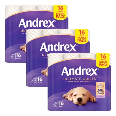 Andrex® Supreme Quilted 3-Ply Toilet Tissue, 3 x 16 Pack